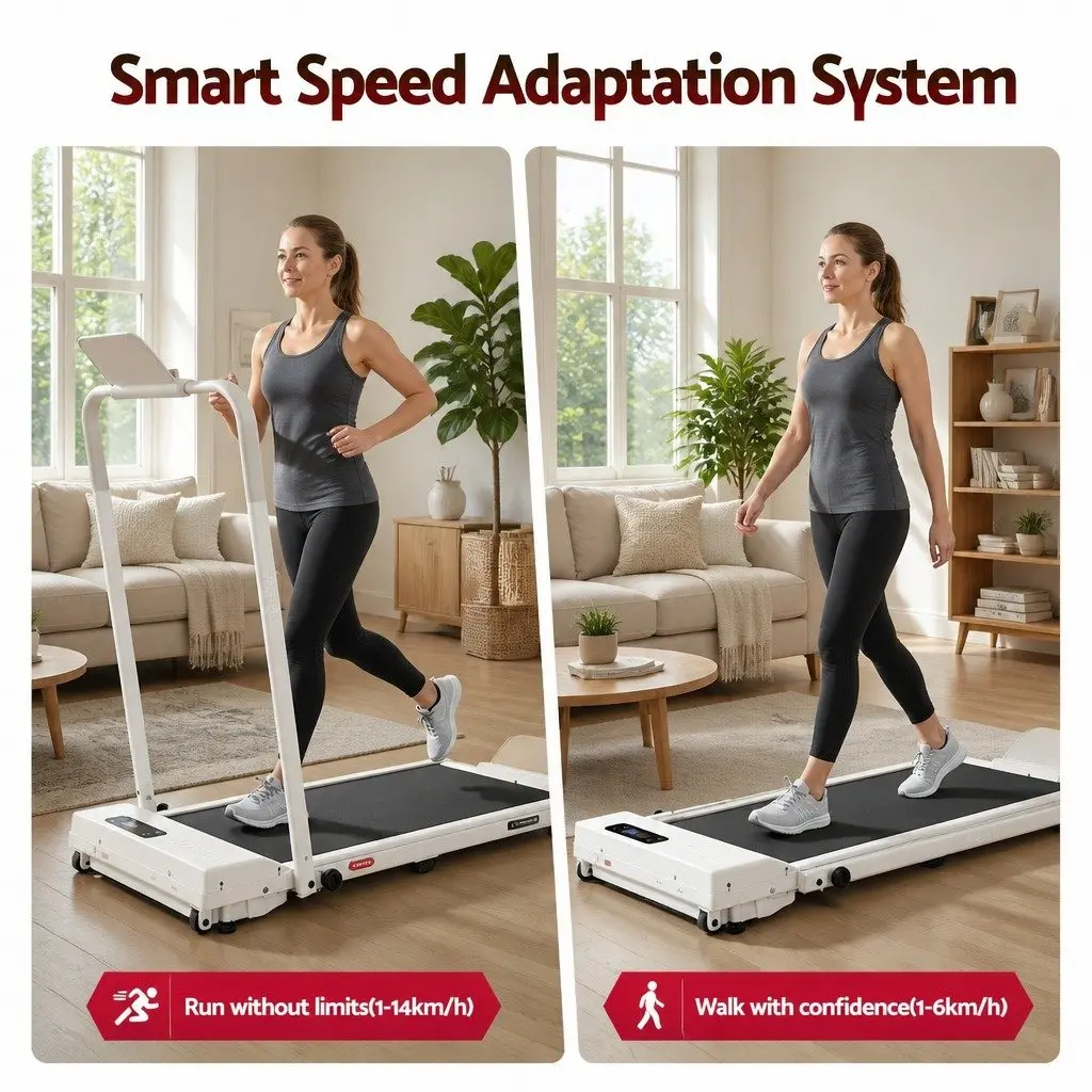 3-in-1 Foldable Walking Pad Treadmill Under Desk Home Gym 90x38cm Beige