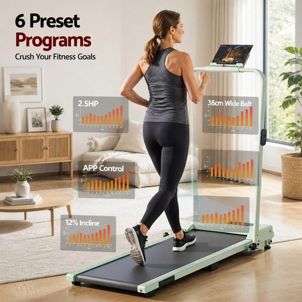 Walking Pad Treadmill 3-in-1 Foldable Under Desk Home Gym Machine 90 x 38cm Green