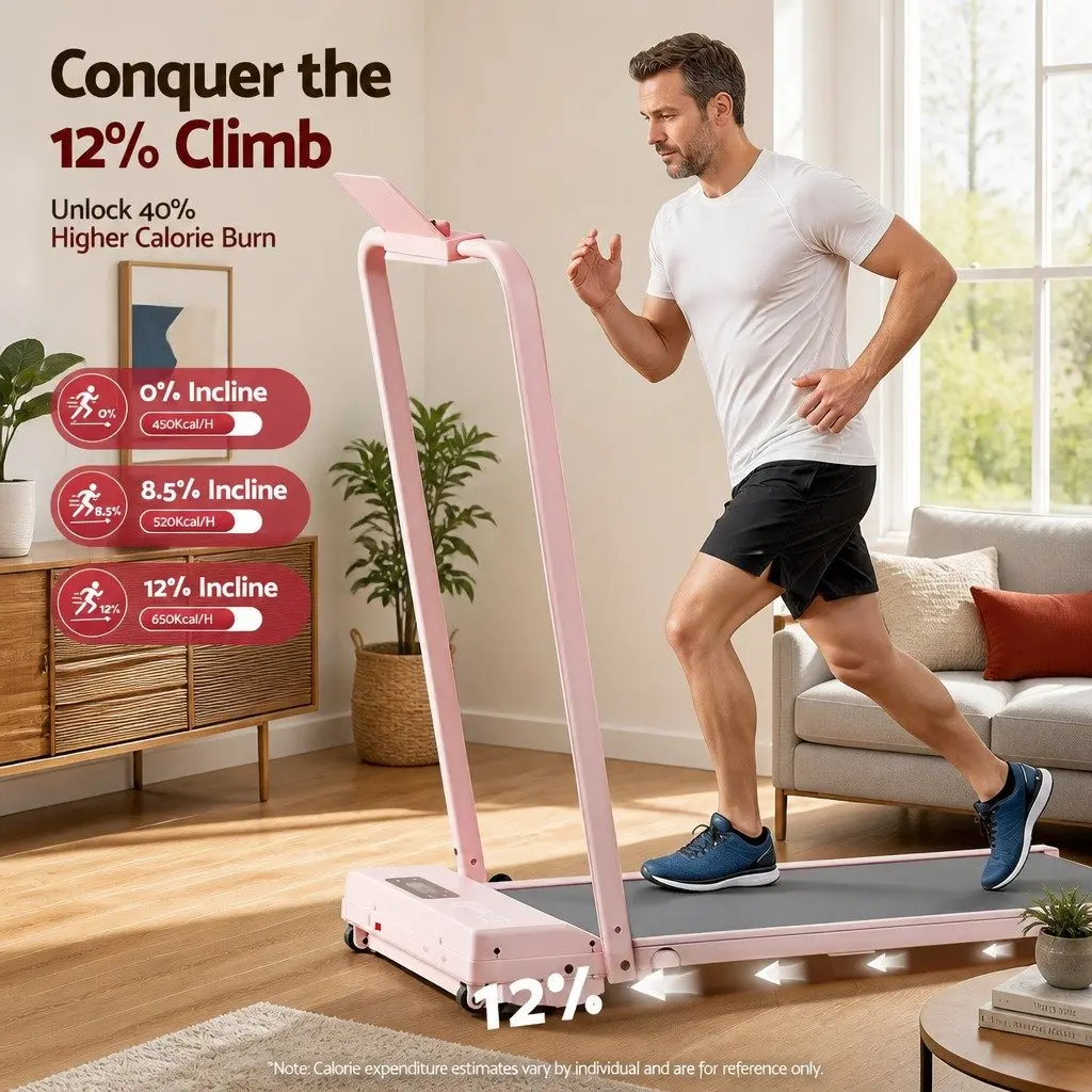 3 in 1 Walking Pad Treadmill Under Desk Home Gym Cardio Machine 90 x 38 cm Pink