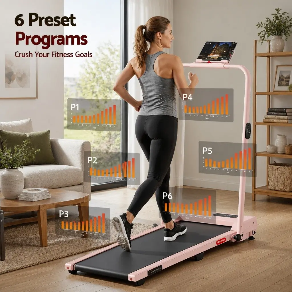 3 in 1 Walking Pad Treadmill Under Desk Home Gym Cardio Machine 90 x 38 cm Pink