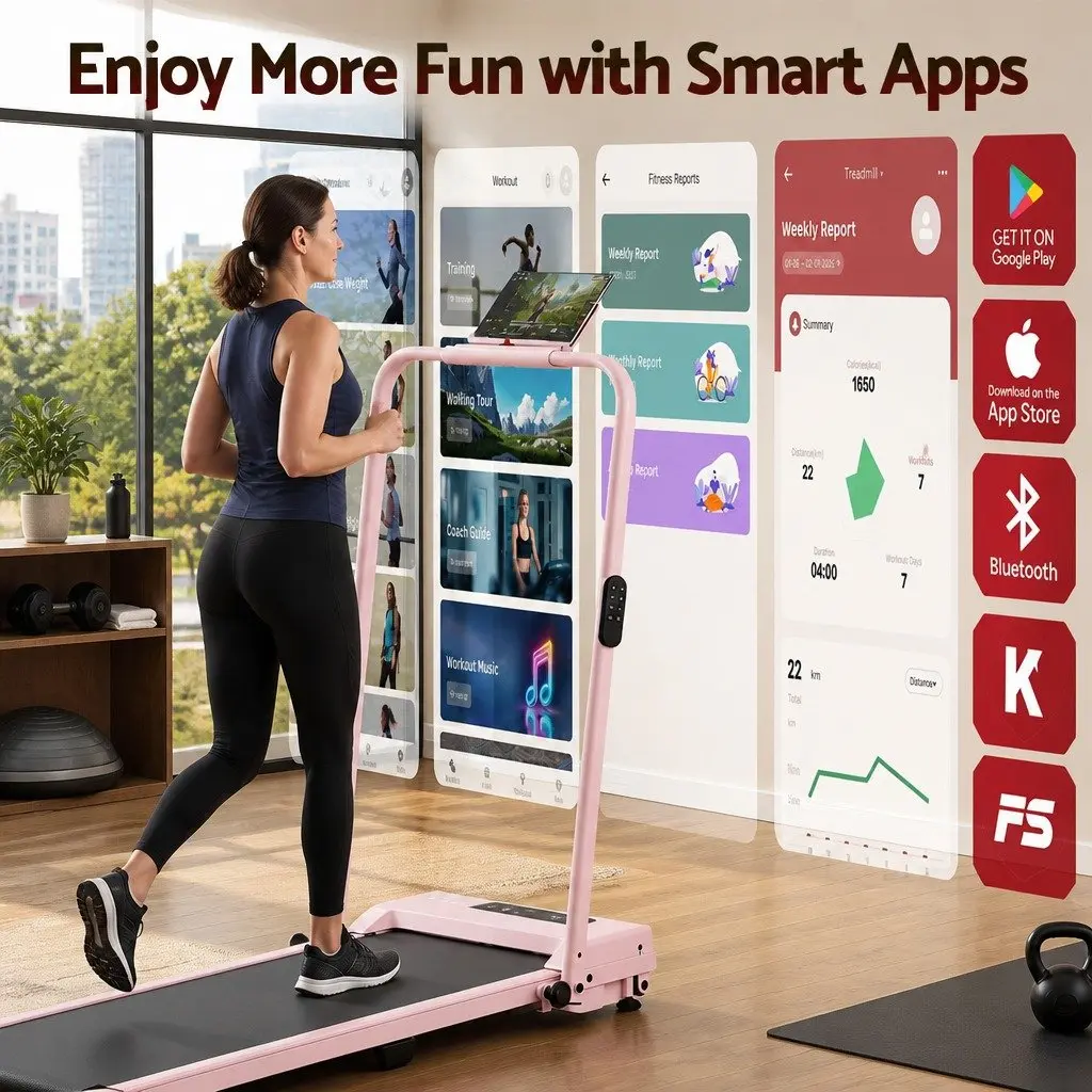 3 in 1 Walking Pad Treadmill Under Desk Home Gym Cardio Machine 90 x 38 cm Pink