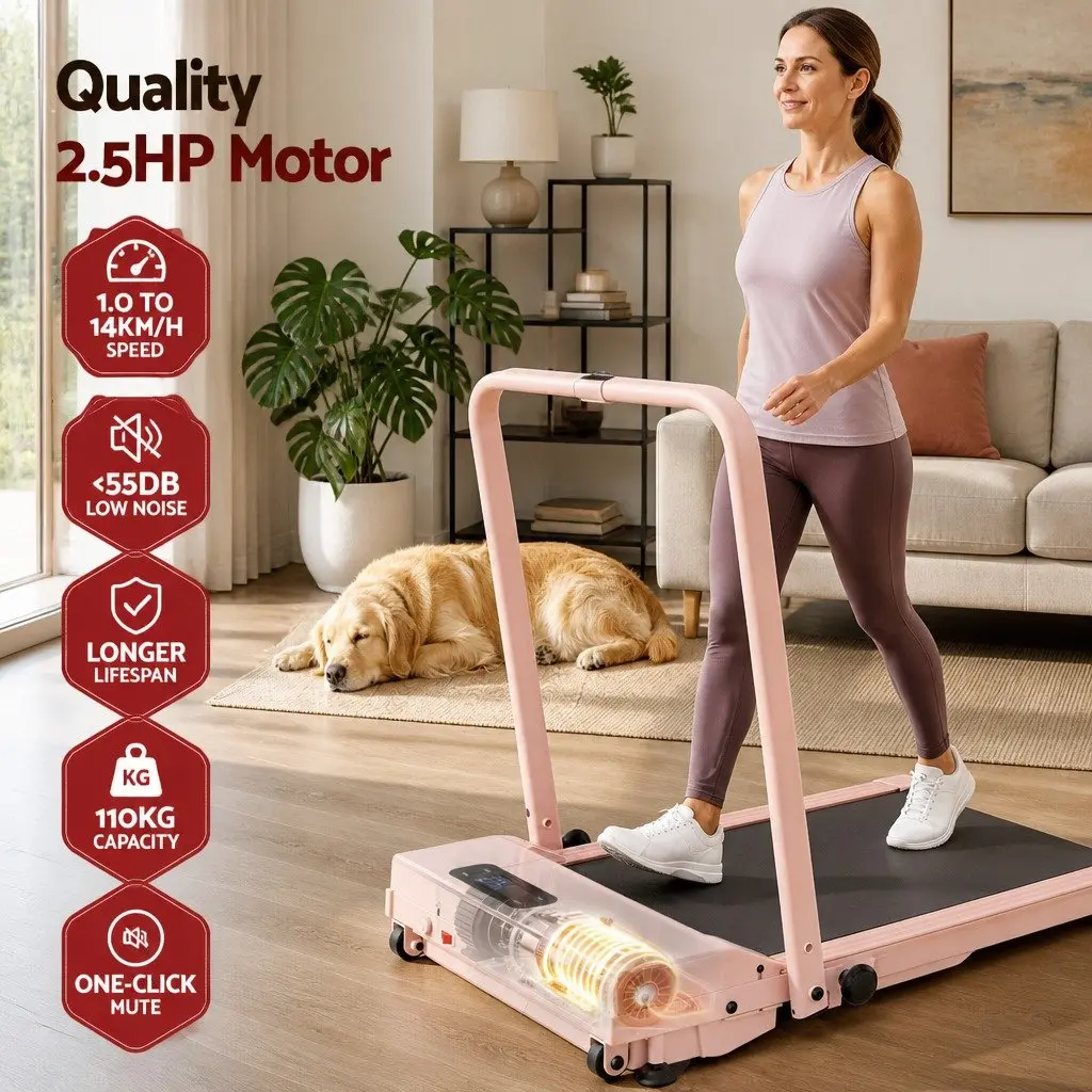 3 in 1 Walking Pad Treadmill Under Desk Home Gym Cardio Machine 90 x 38 cm Pink
