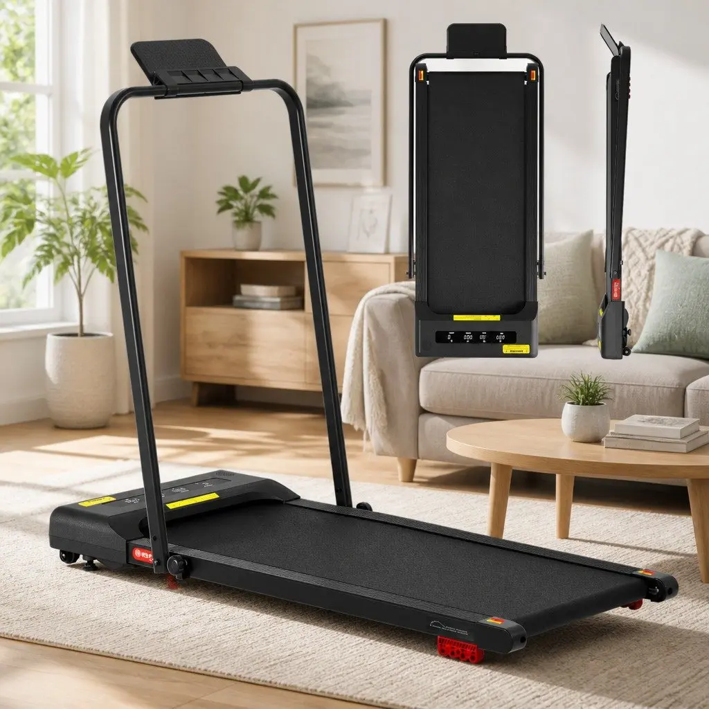 Electric Walking Pad Treadmill Home Fitness Foldable 380mm Black
