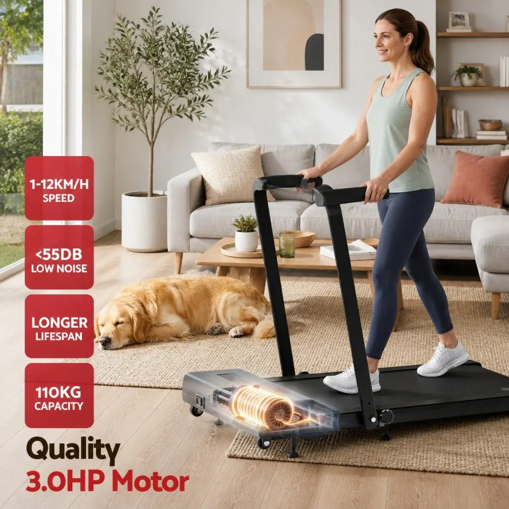 Electric Walking Pad Treadmill Home Fitness Foldable 380mm Black