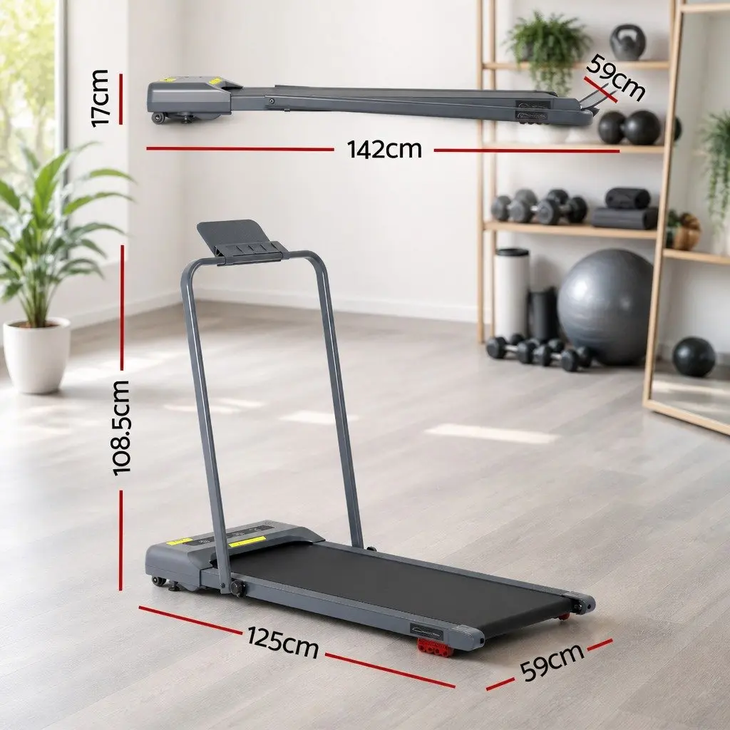 Electric Treadmill Walking Pad Compact Foldable Under Desk 380mm Grey