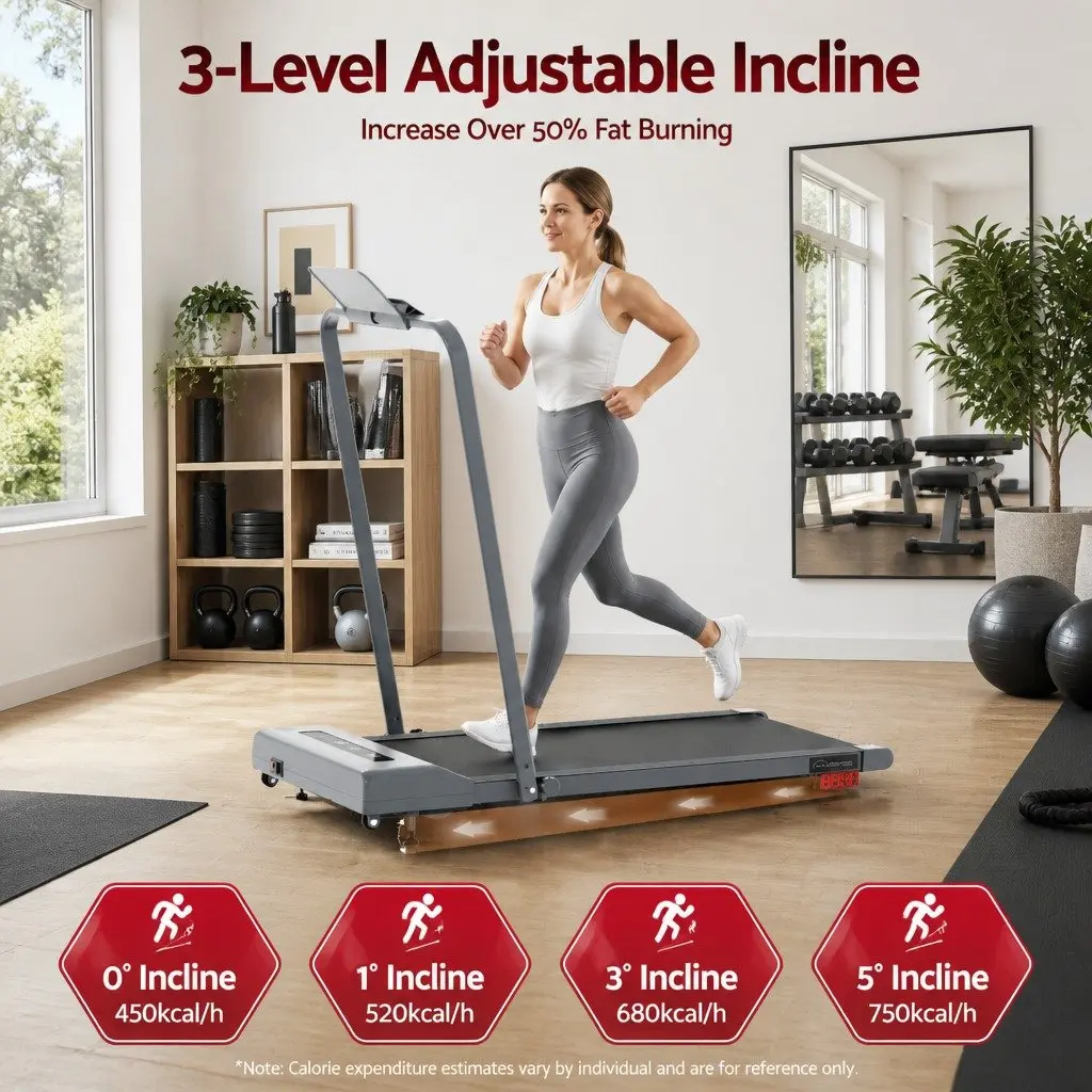 Electric Treadmill Walking Pad Compact Foldable Under Desk 380mm Grey