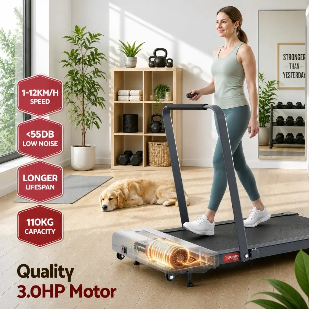 Electric Treadmill Walking Pad Compact Foldable Under Desk 380mm Grey
