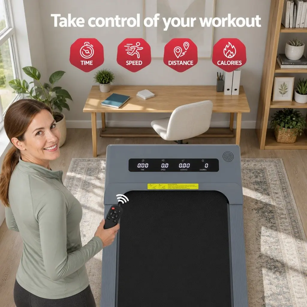Electric Walking Pad Treadmill Under Desk Home Gym Compact Portable Grey
