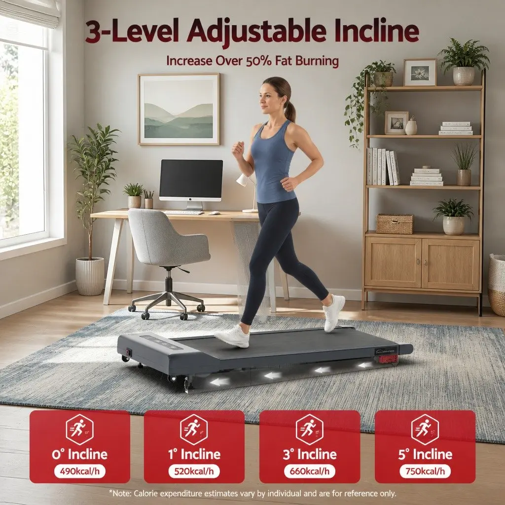 Electric Walking Pad Treadmill Under Desk Home Gym Compact Portable Grey