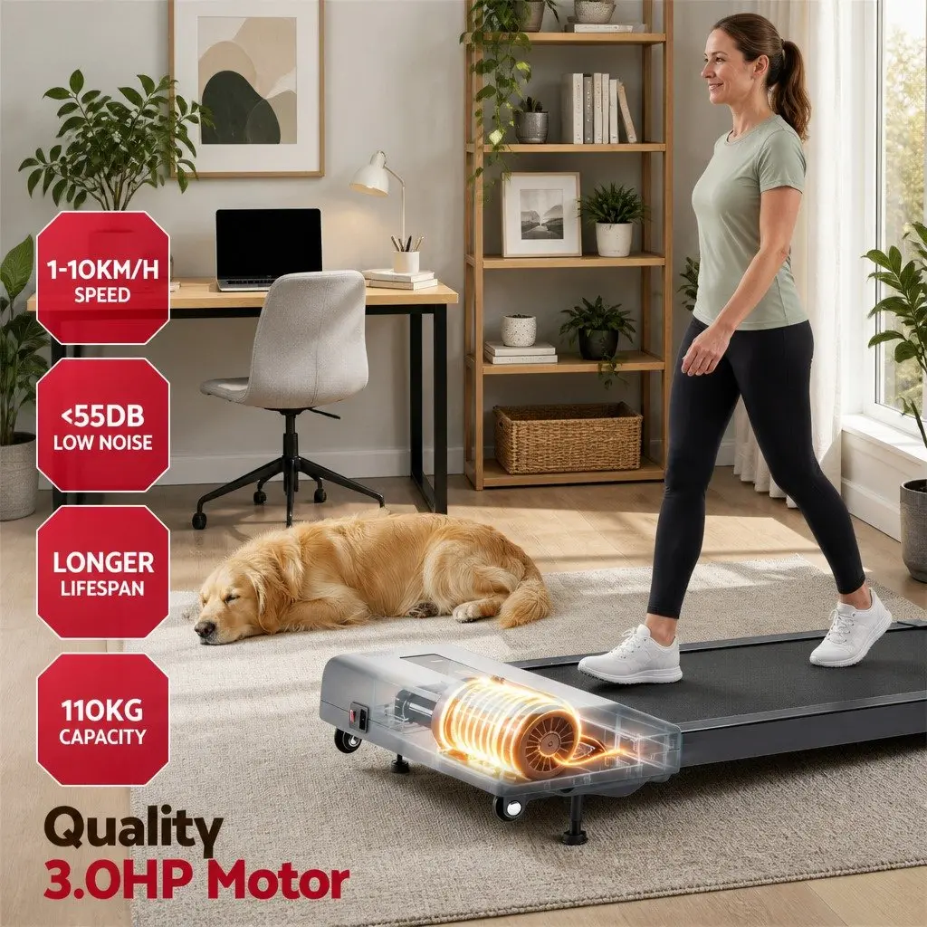 Electric Walking Pad Treadmill Under Desk Home Gym Compact Portable Grey