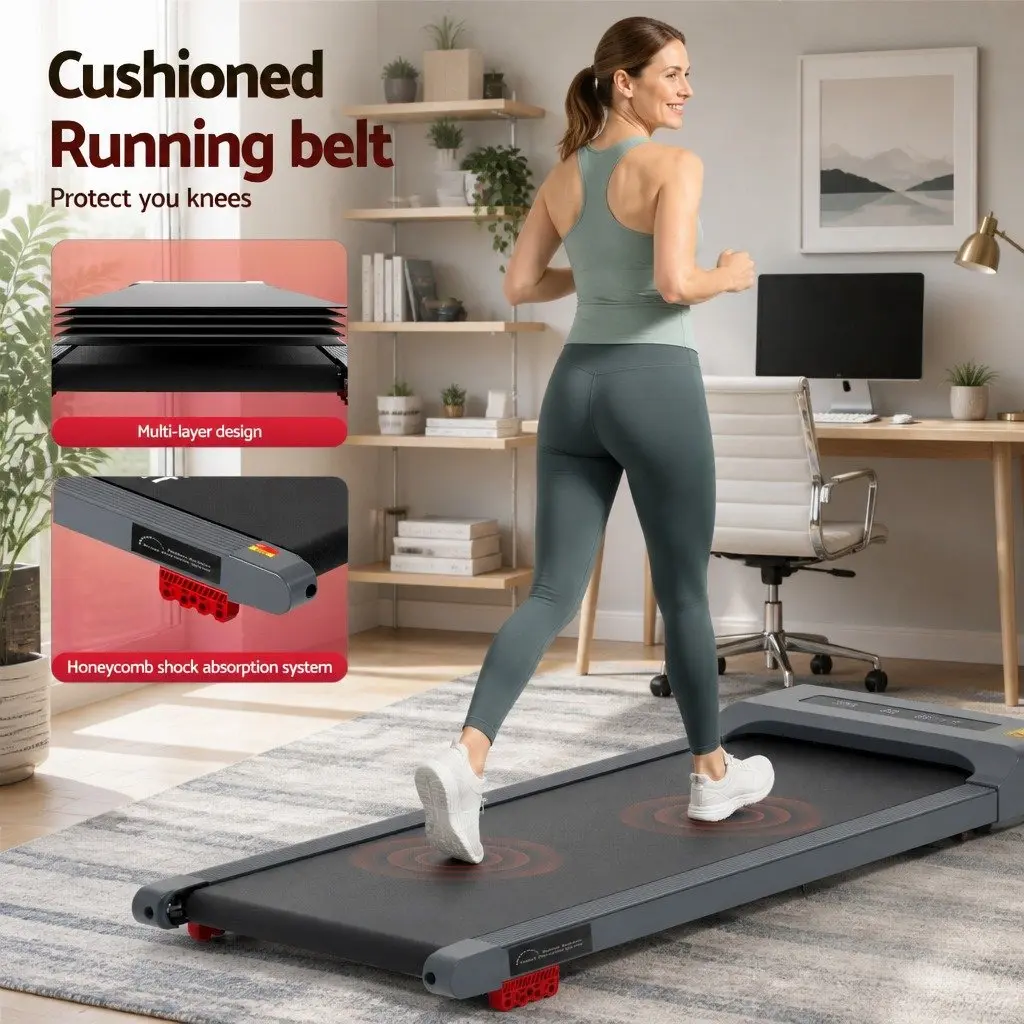 Electric Walking Pad Treadmill Under Desk Home Gym Compact Portable Grey