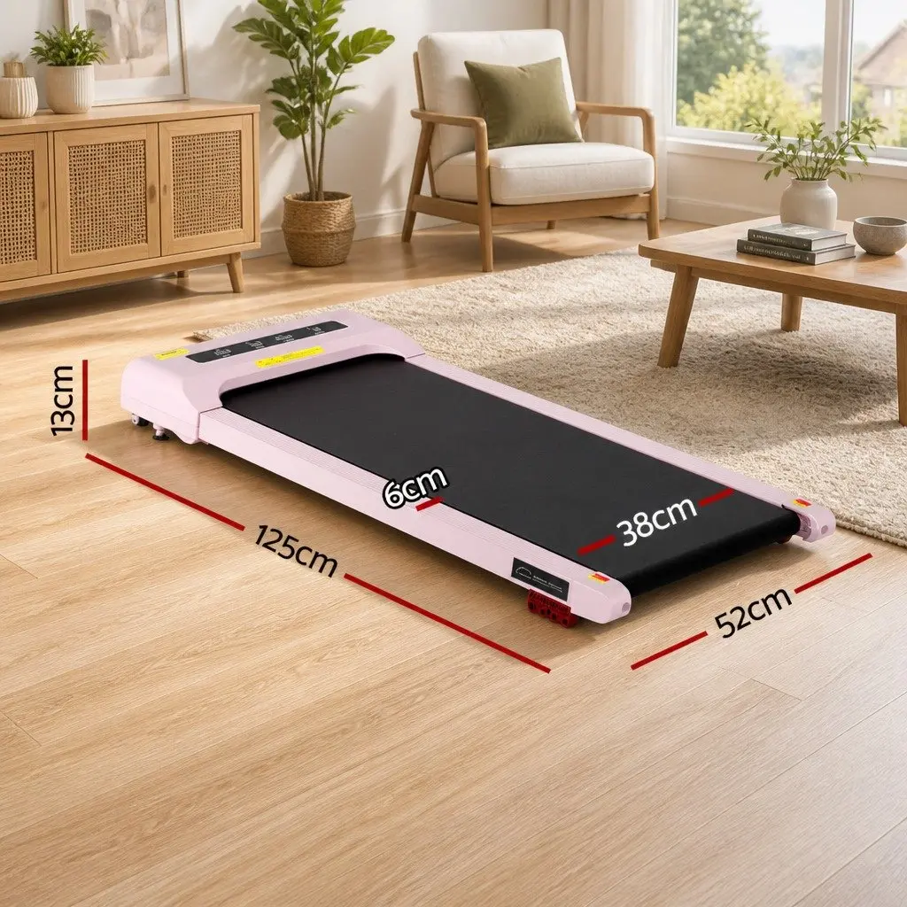 Electric Walking Pad Treadmill Compact Under Desk Incline 3 Level Pink