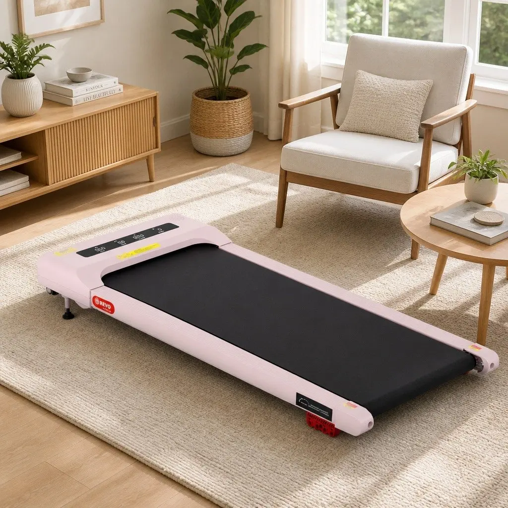 Electric Walking Pad Treadmill Compact Under Desk Incline 3 Level Pink