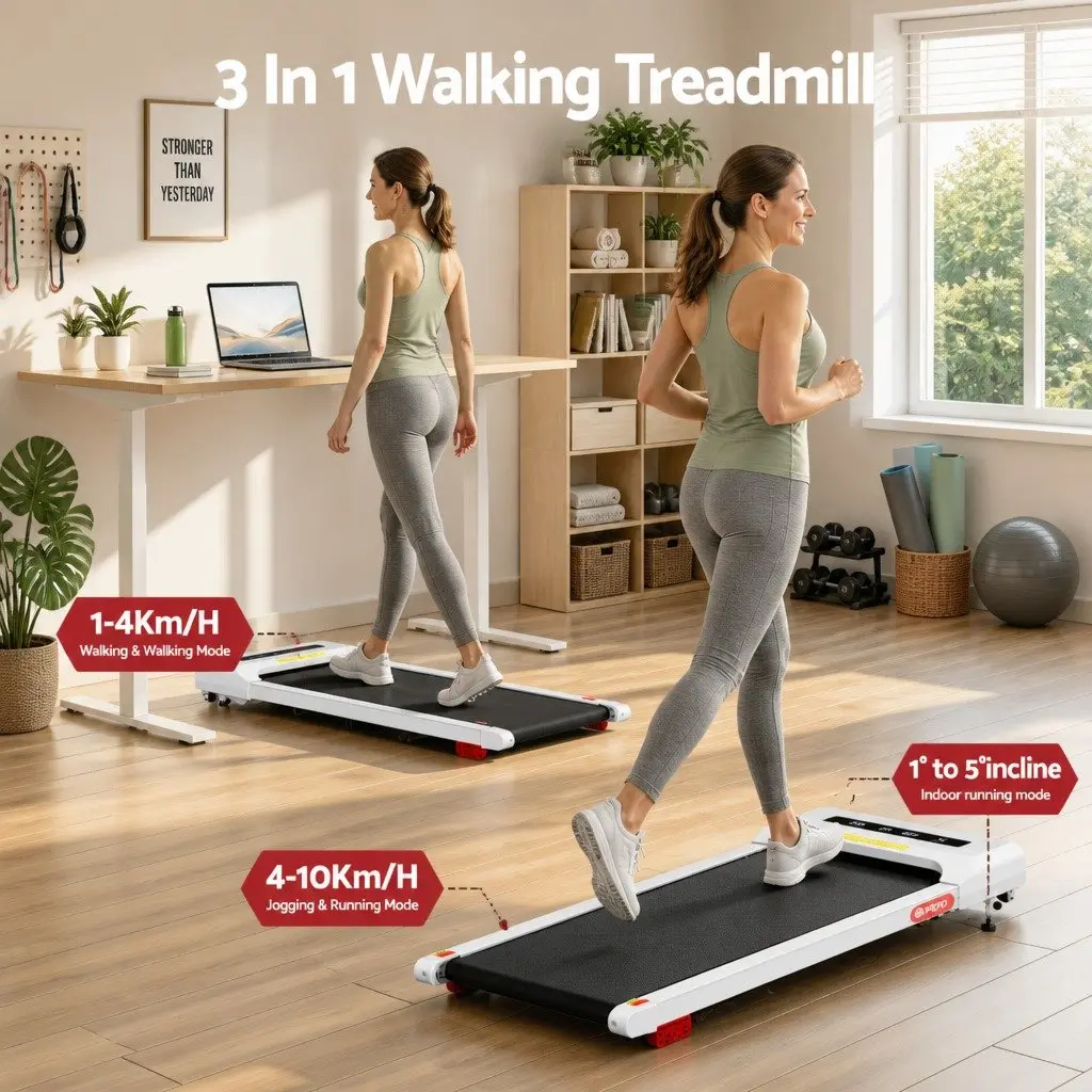Electric Walking Pad Treadmill Under Desk Home Gym 380mm White