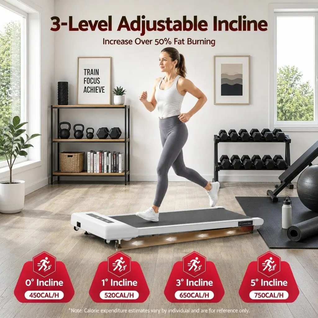 Electric Walking Pad Treadmill Under Desk Home Gym 380mm White