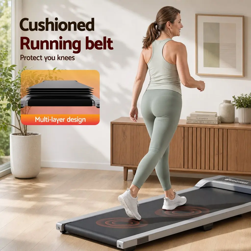 3 in 1 Treadmill Walking Pad Under Desk Home Gym Exercise Machine 100 x 40 cm Silver