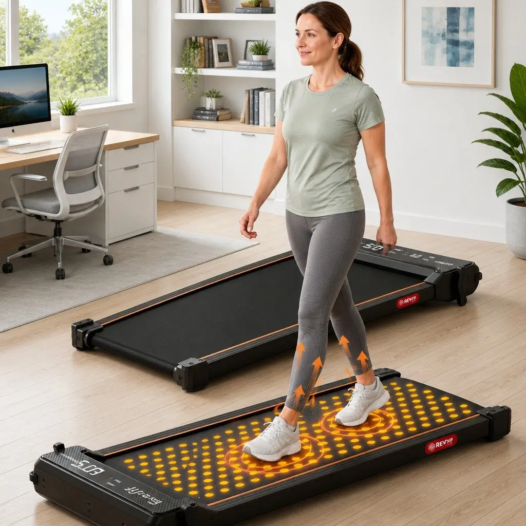 Dual-Sided Treadmill Walking Pad Under Desk with Foot Massage 119cm Black