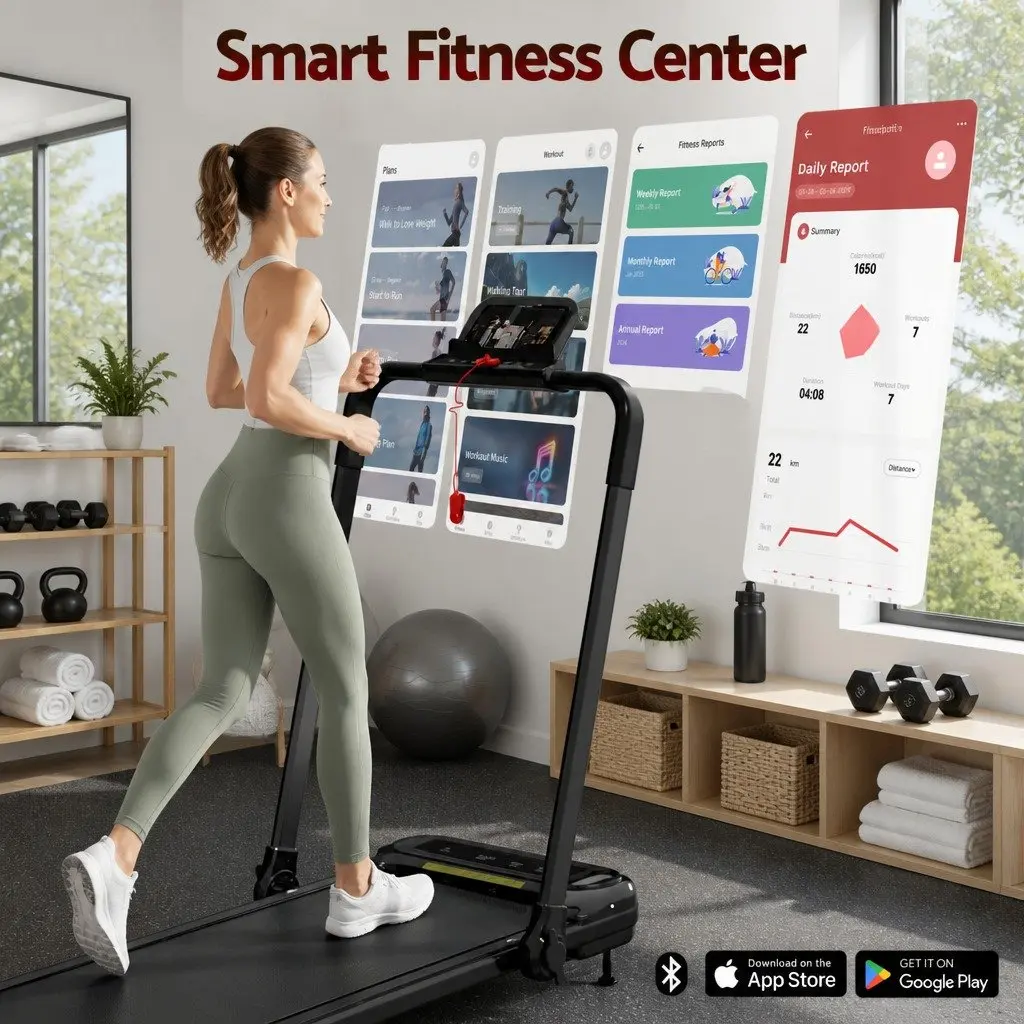 Electric Treadmill Walking Pad 3 Level Incline Foldable Home Gym Black