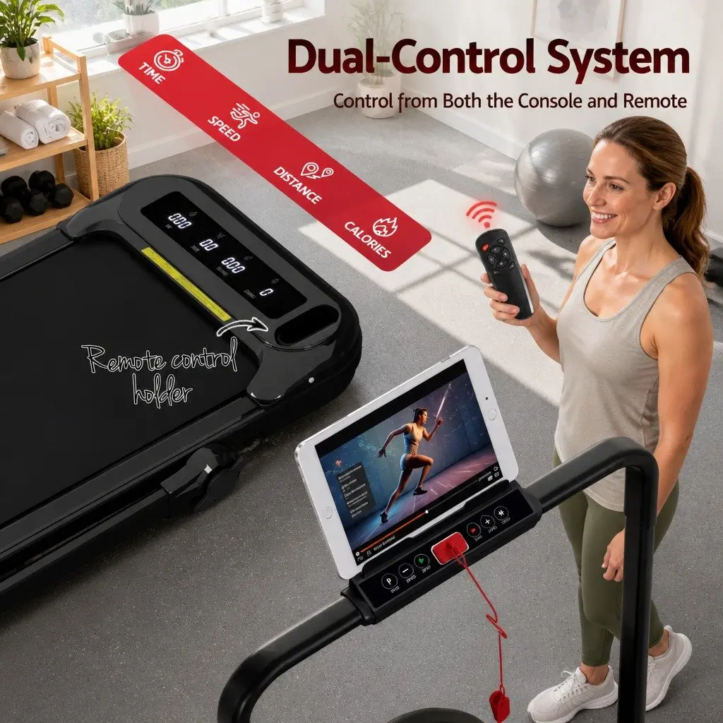 Electric Treadmill Walking Pad 3 Level Incline Foldable Home Gym Black