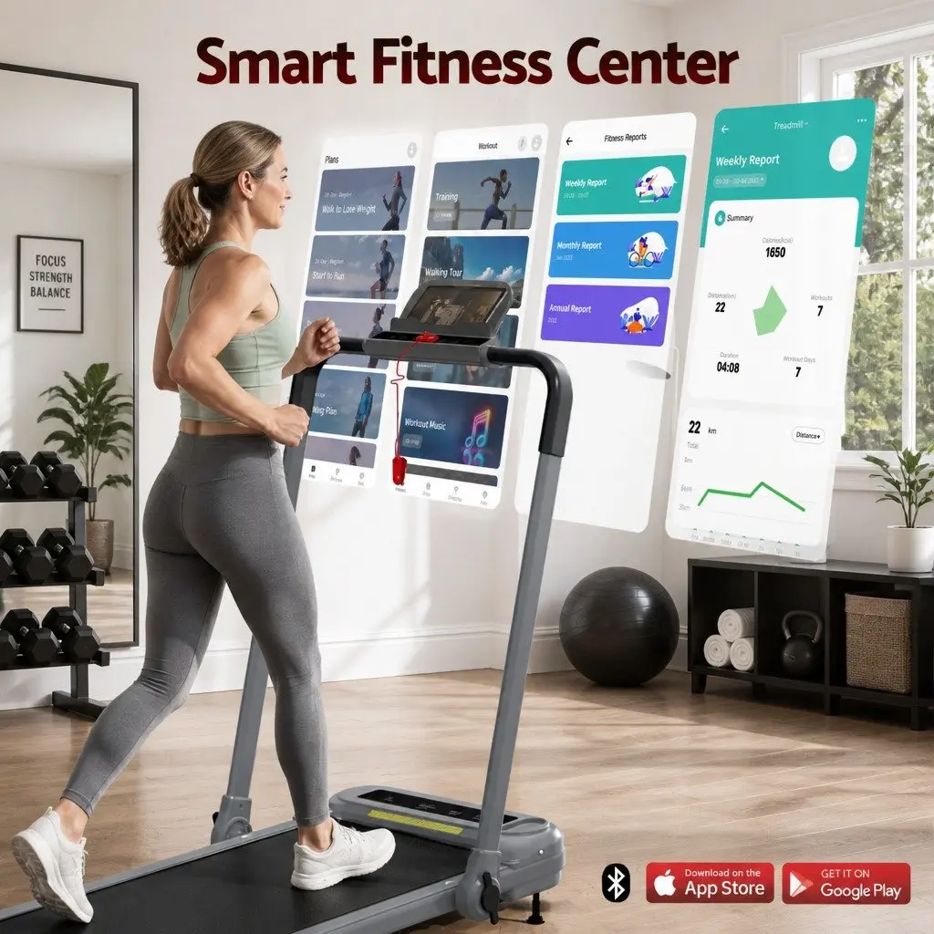 Electric Treadmill Walking Pad Compact Foldable 3-Level Incline Grey