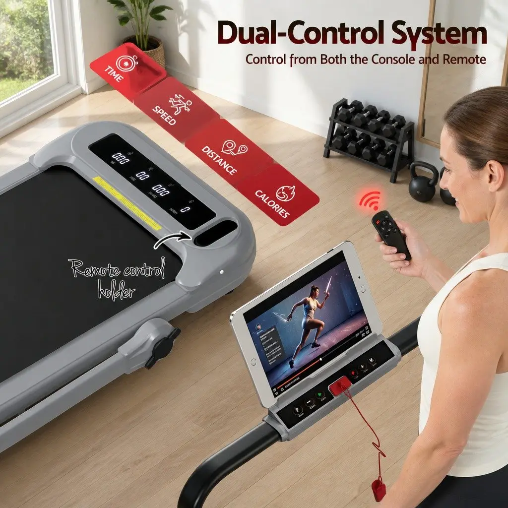 Electric Treadmill Walking Pad Compact Foldable 3-Level Incline Grey