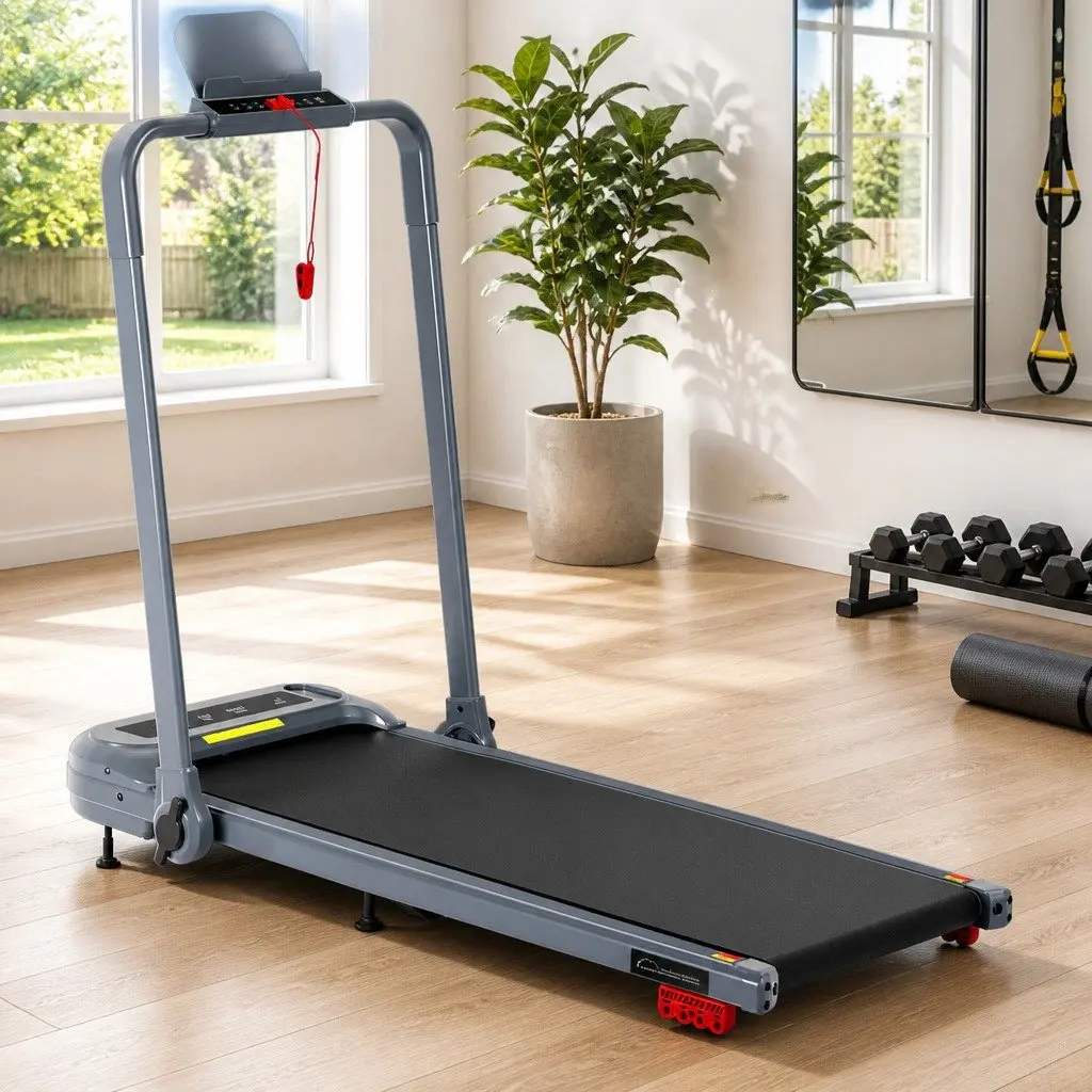 Electric Treadmill Walking Pad Compact Foldable 3-Level Incline Grey