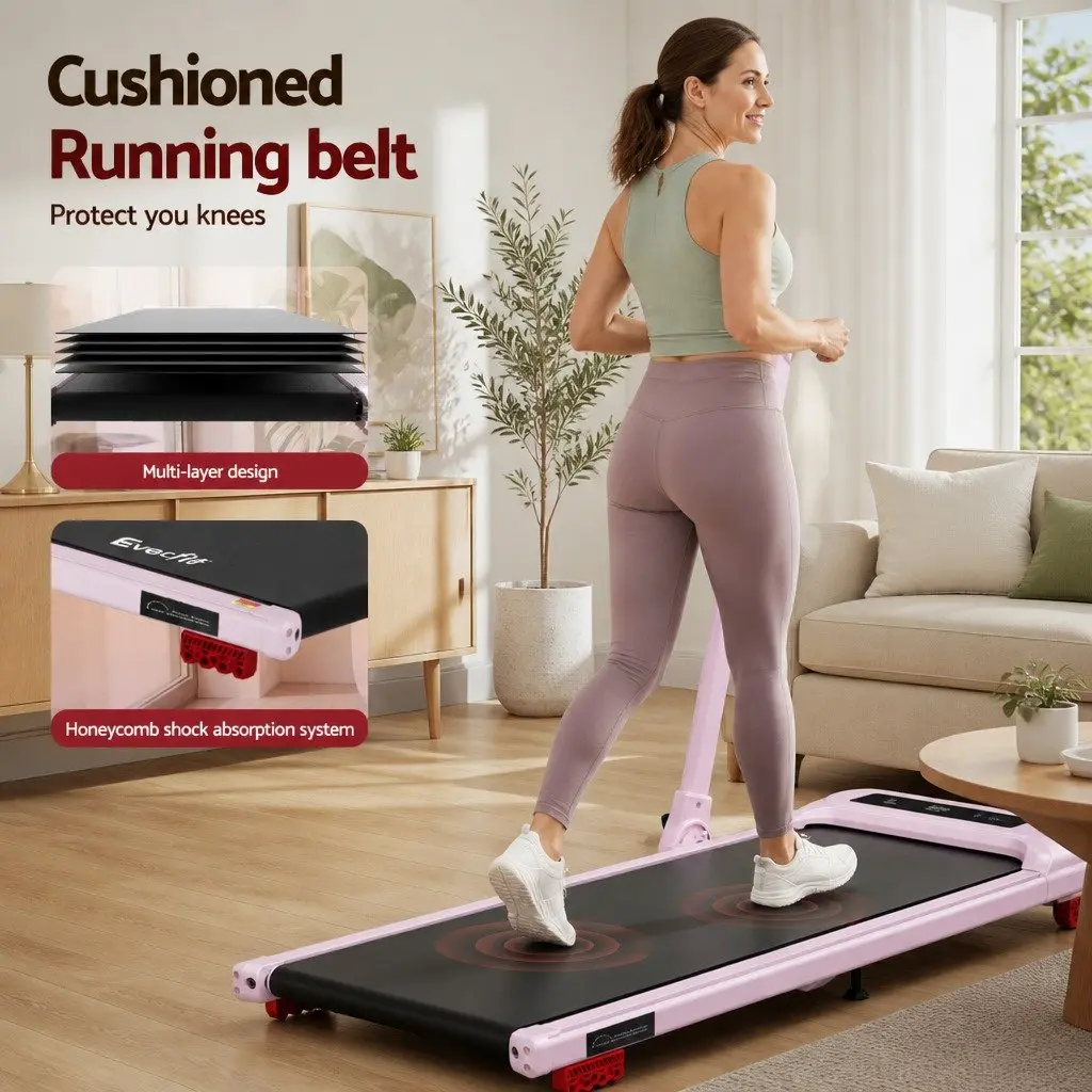 Electric Treadmill Walking Pad 3-Level Incline Foldable Home Gym Pink