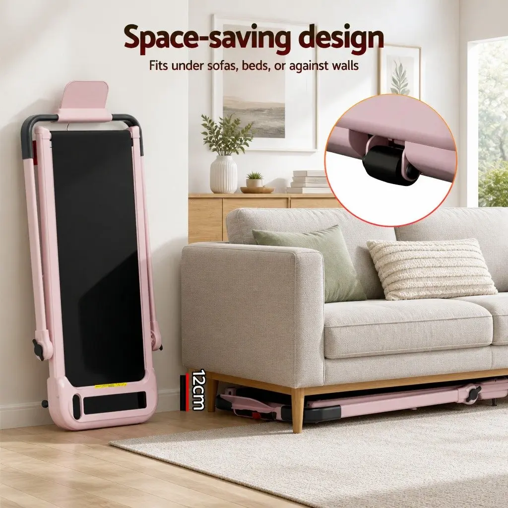 Electric Treadmill Walking Pad 3-Level Incline Foldable Home Gym Pink