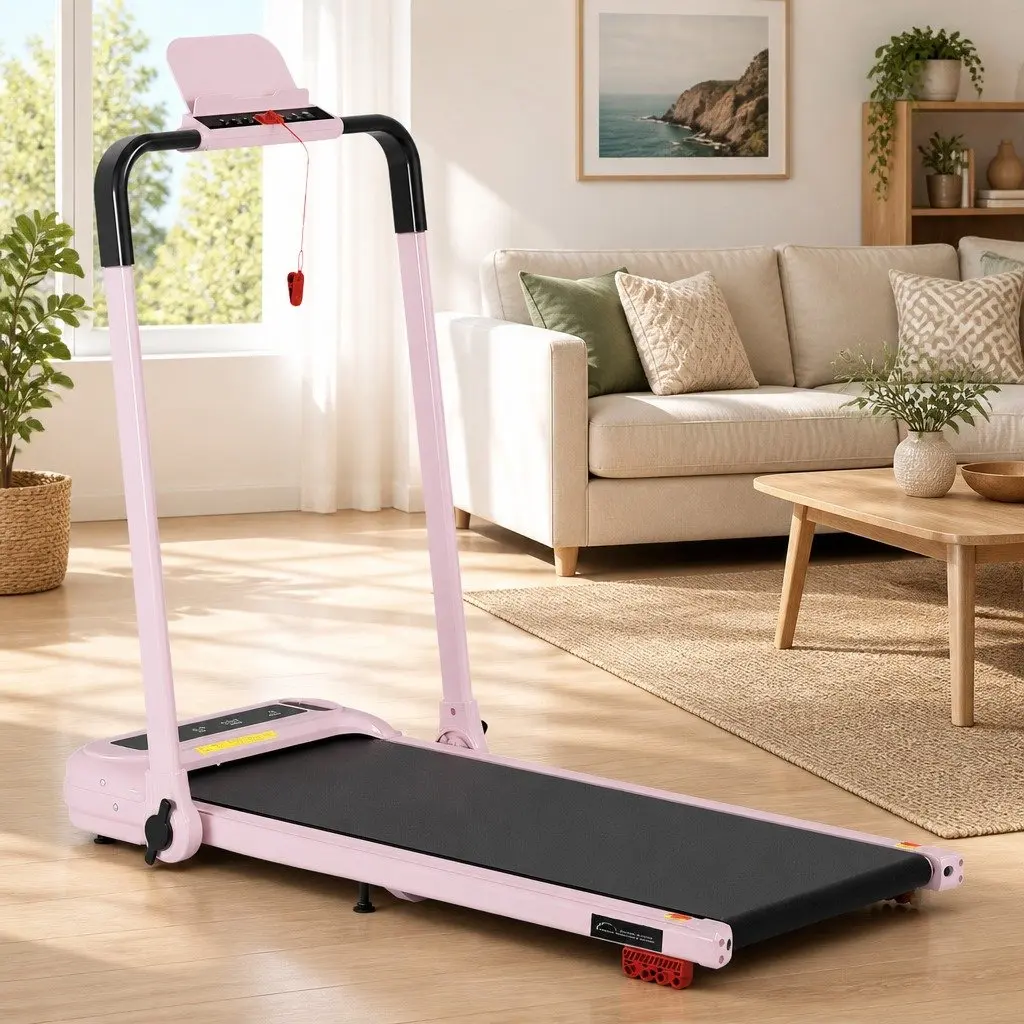 Electric Treadmill Walking Pad 3-Level Incline Foldable Home Gym Pink