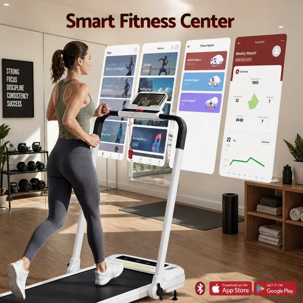 Electric Treadmill Walking Pad Home Gym 3 Level Incline Foldable White