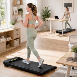 Electric Treadmill Walking Pad 3 Level Incline Under Desk Home Gym Compact Black