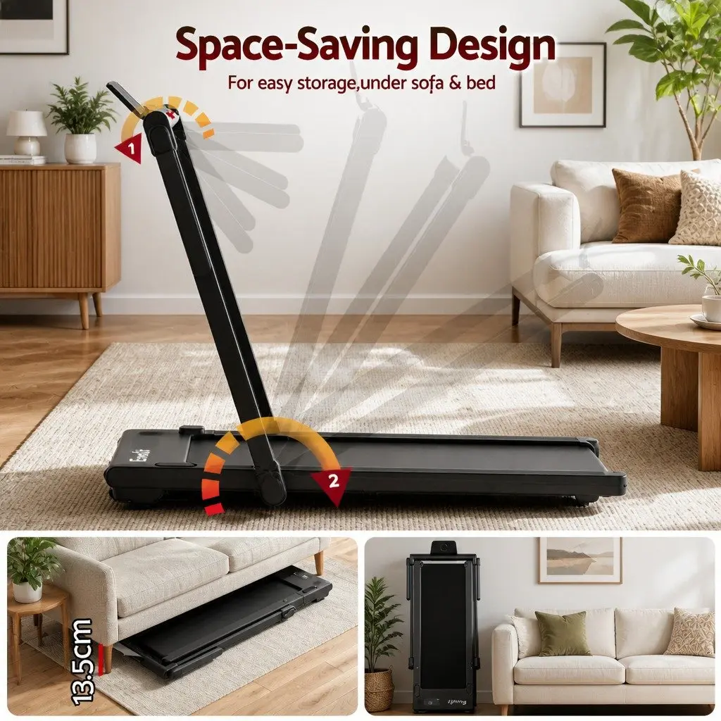 3-in-1 Treadmill Walking Pad Under Desk Home Gym 40cm Black