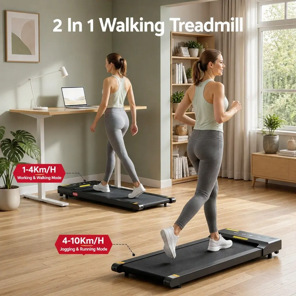 Electric Walking Pad Treadmill Home Gym Fitness Foldable Black