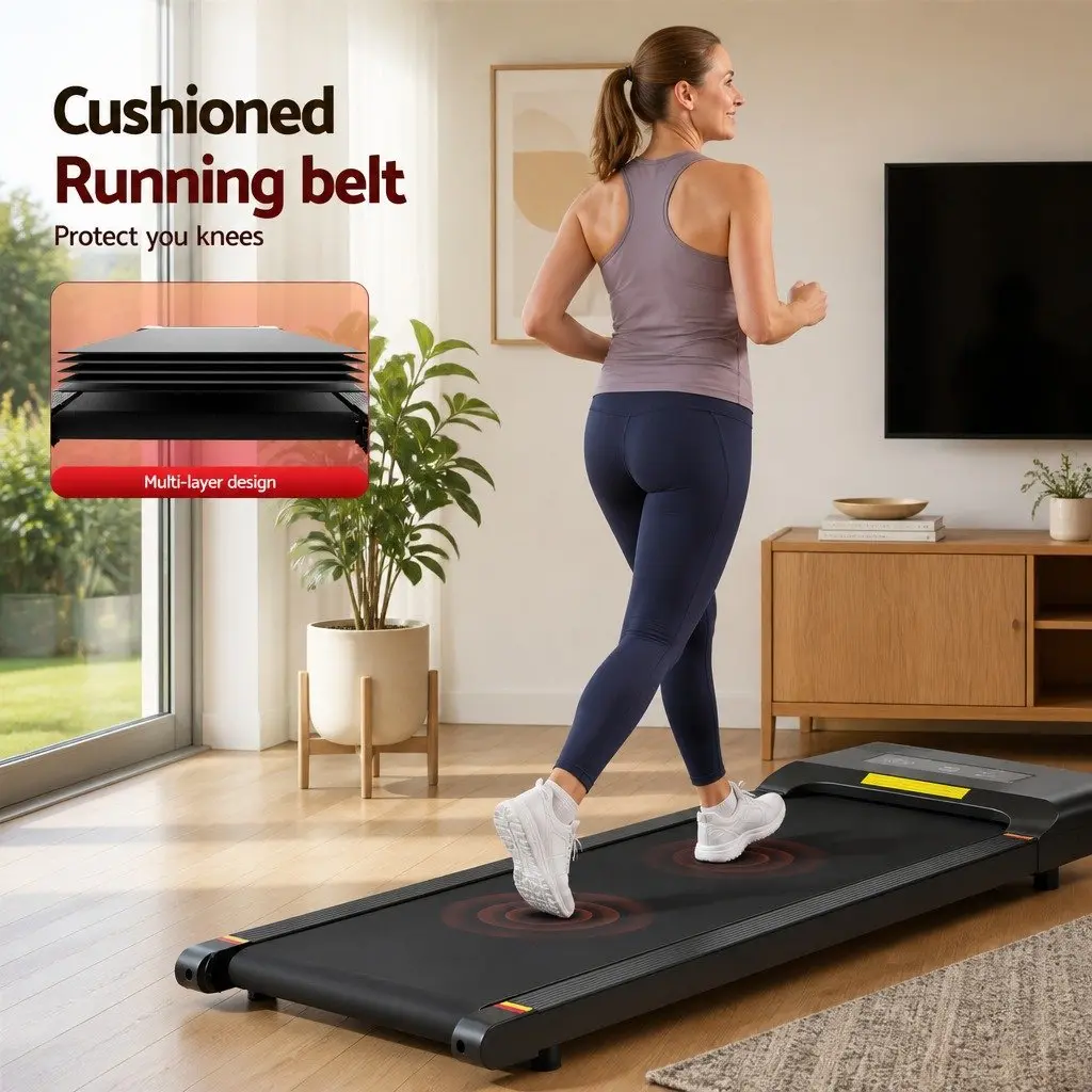 Electric Walking Pad Treadmill Home Gym Fitness Foldable Black