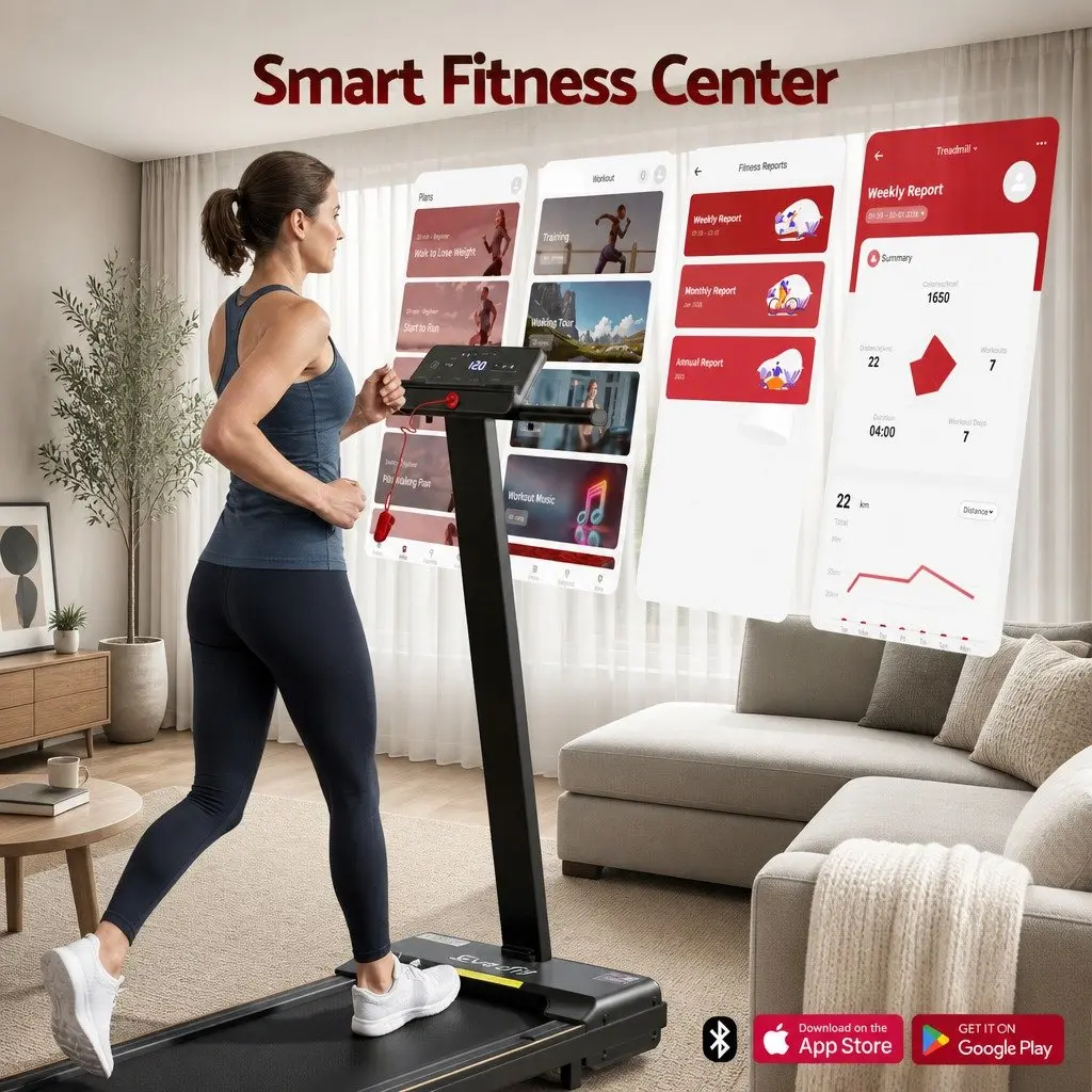 Walking Pad Treadmill 2-in-1 Foldable Home Gym 40cm Belt 12 Programs App