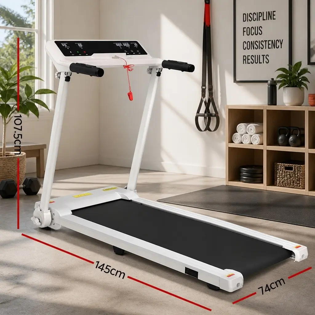 Electric Treadmill Home Gym Fitness Machine 12 Programs 145cm x 74cm White