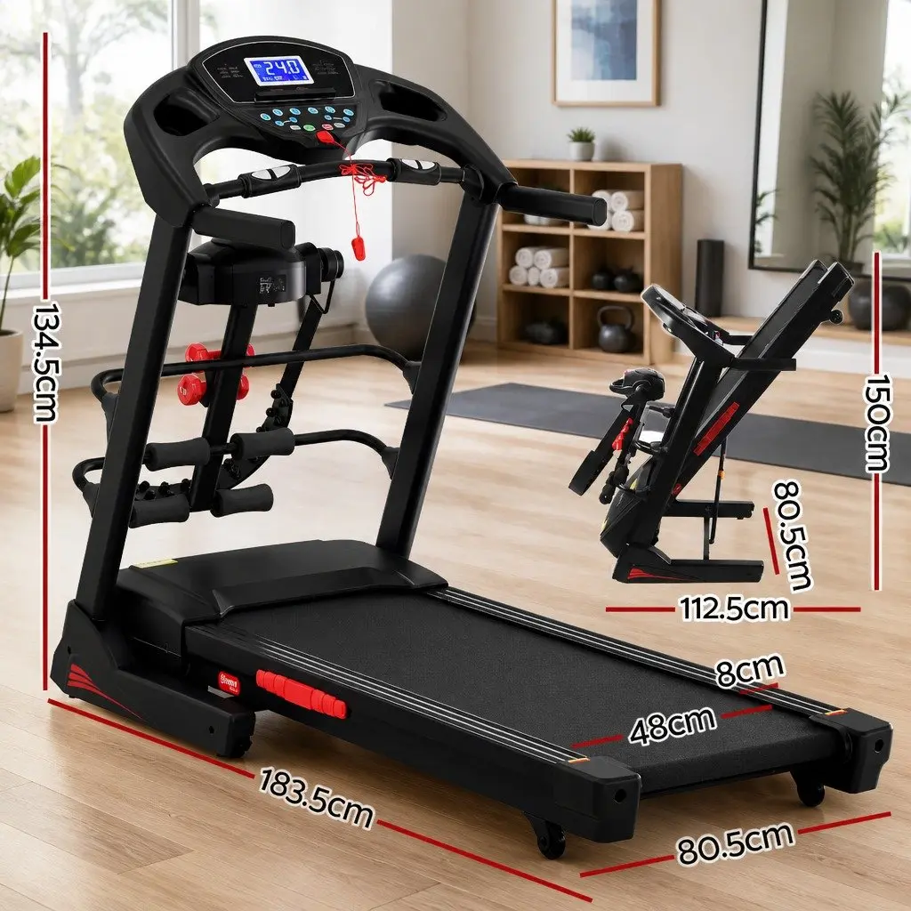 Electric Treadmill Fitness Exercise Machine Foldable with Massager Belt Black