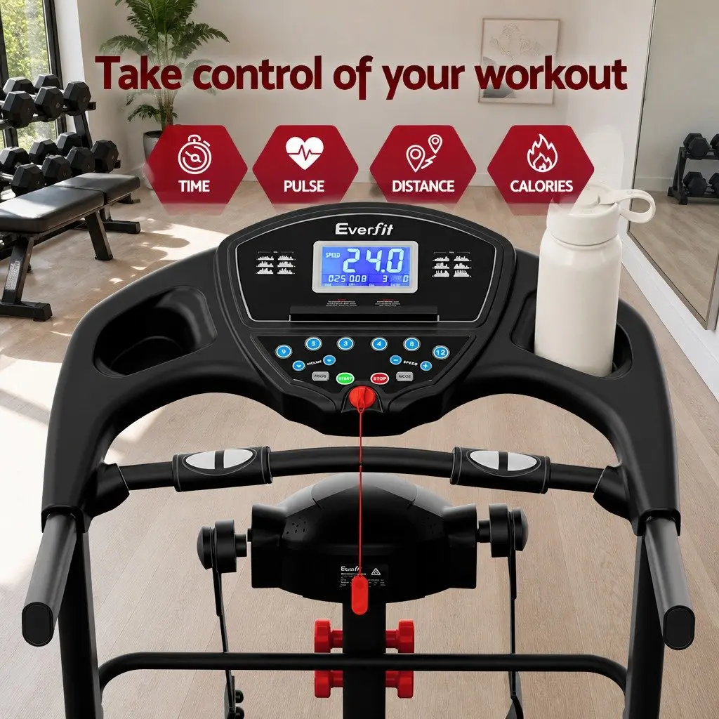 Electric Treadmill Fitness Exercise Machine Foldable with Massager Belt Black