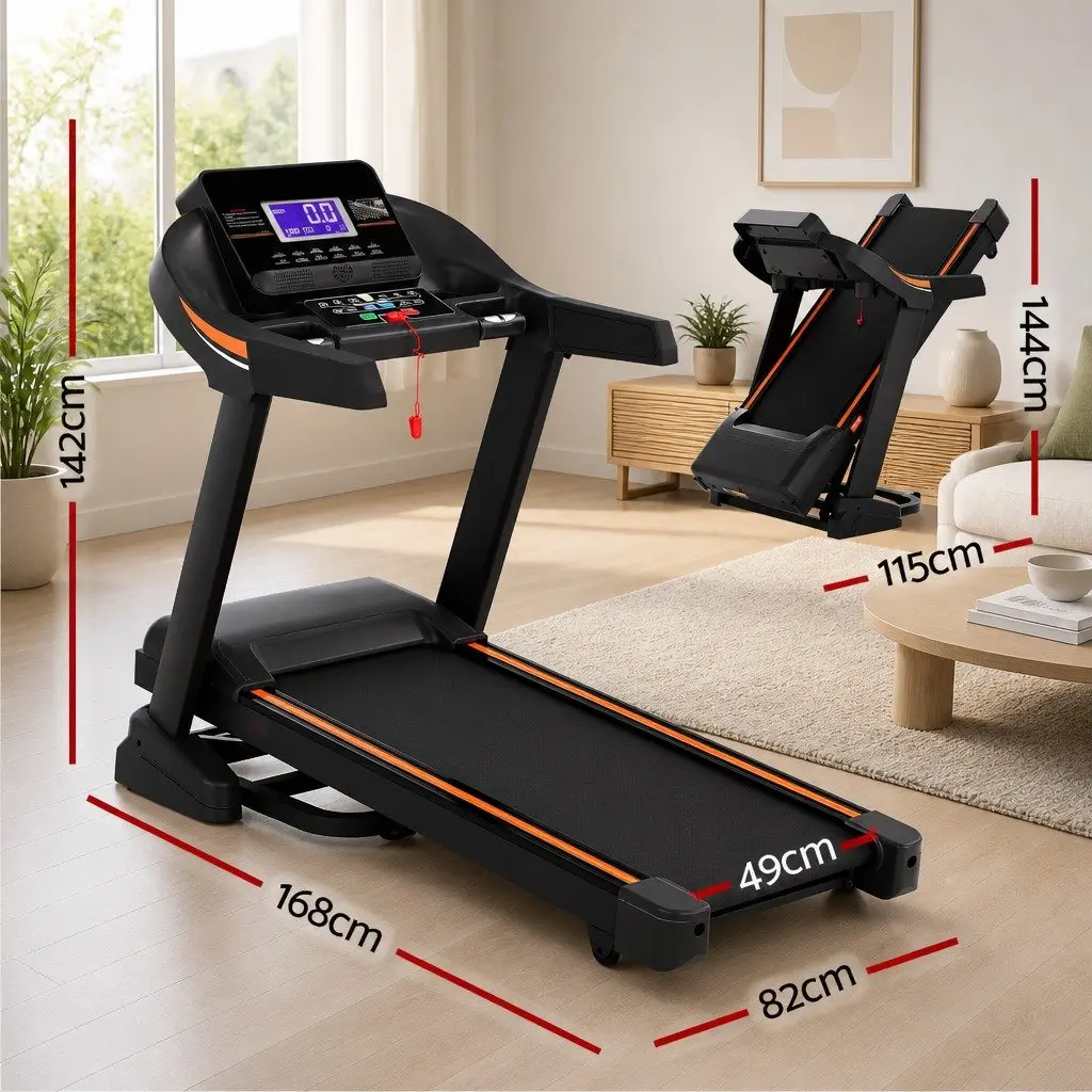 Electric Treadmill Home Fitness Automatic Incline 12 Programs Black