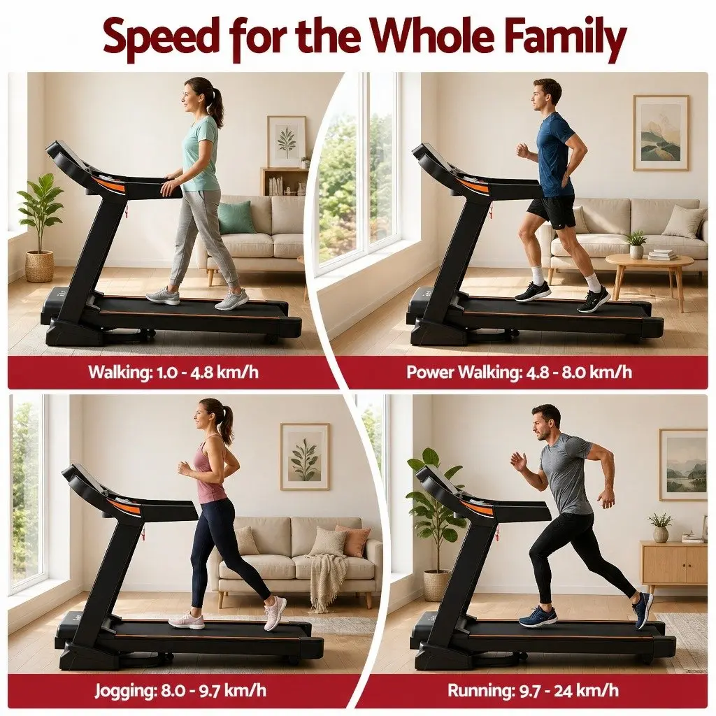 Electric Treadmill Home Fitness Automatic Incline 12 Programs Black