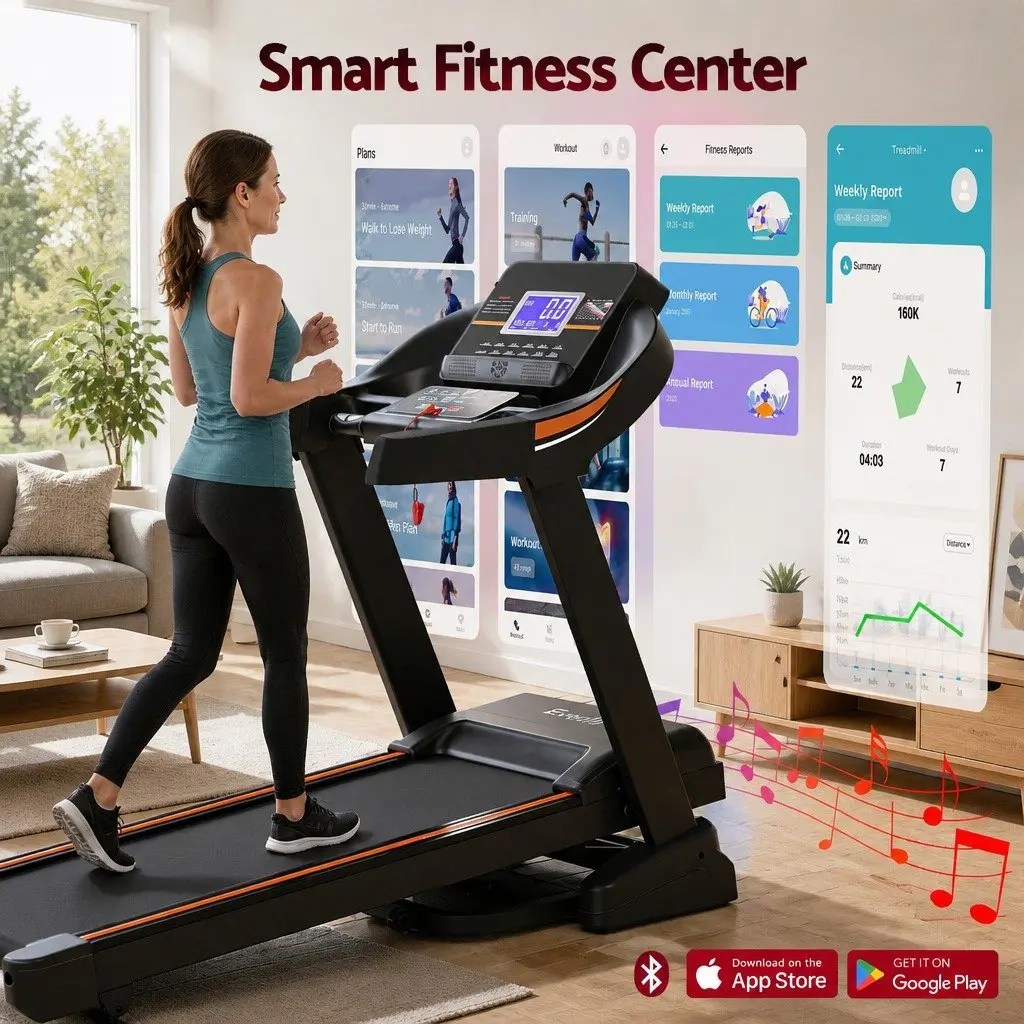 Electric Treadmill Home Fitness Automatic Incline 12 Programs Black