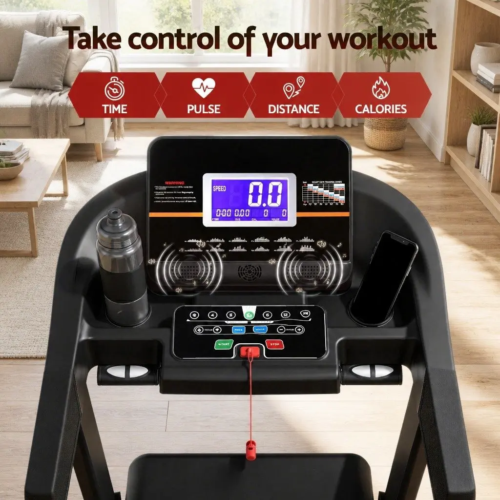 Electric Treadmill Home Fitness Automatic Incline 12 Programs Black