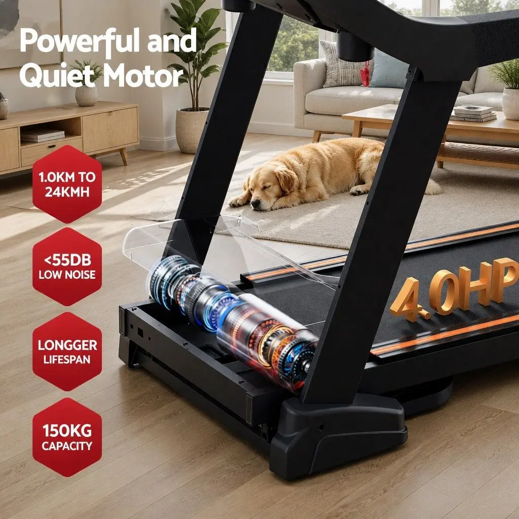 Electric Treadmill Home Fitness Automatic Incline 12 Programs Black