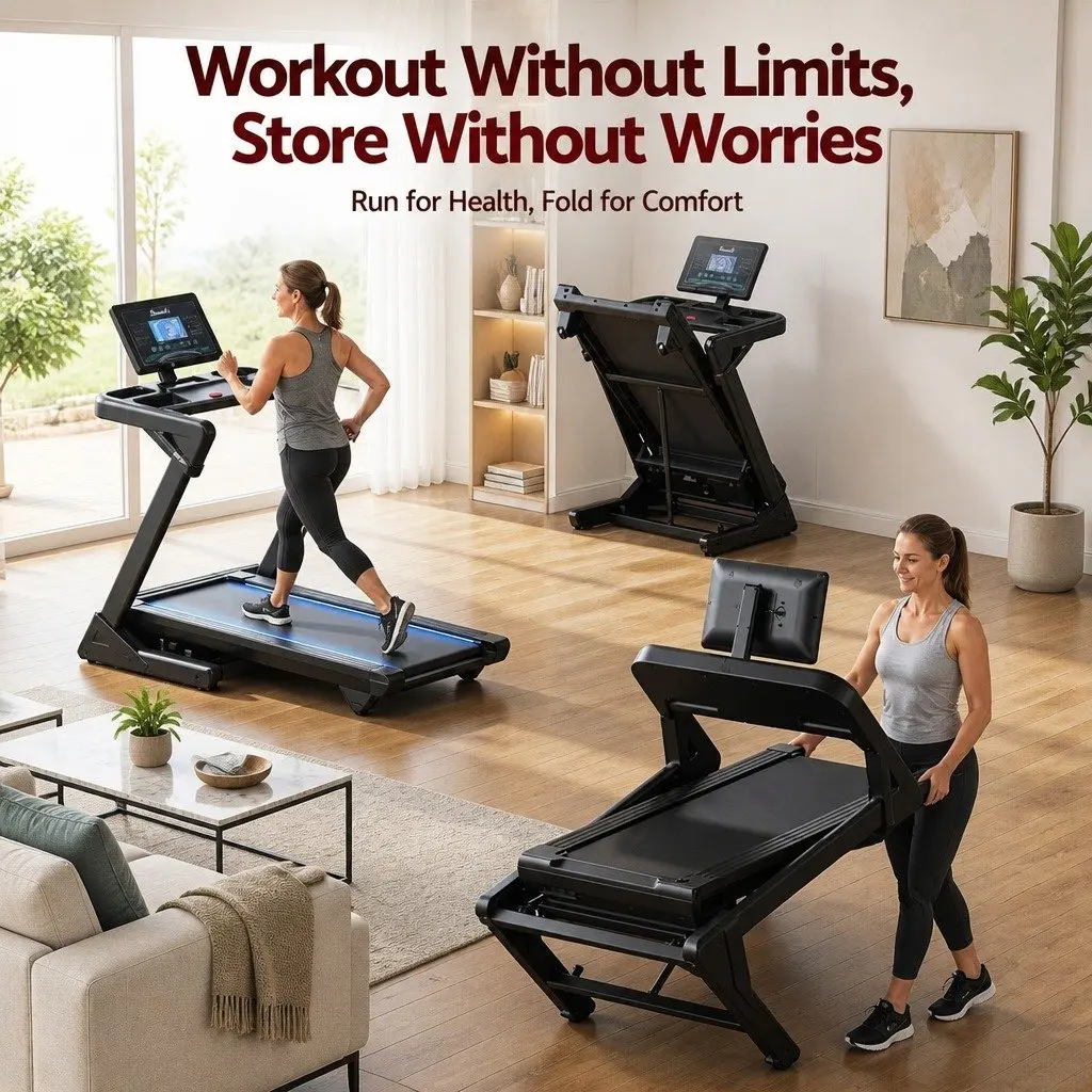 Foldable Treadmill 500mm Wide Belt 30% Auto Incline Home Gym Electric Machine