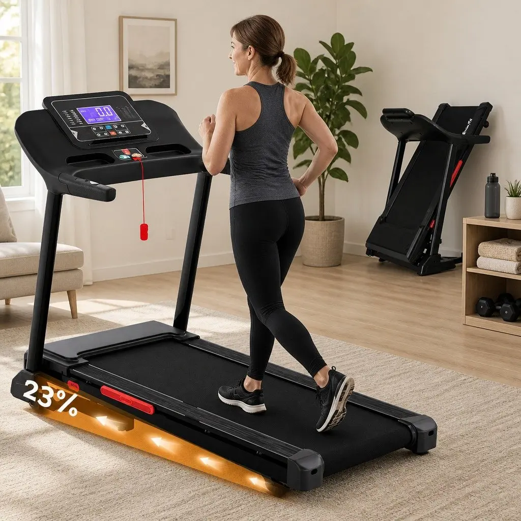 Electric Treadmill Home Gym Fitness Exercise Machine 16 Programs 15 Level Auto Incline Black