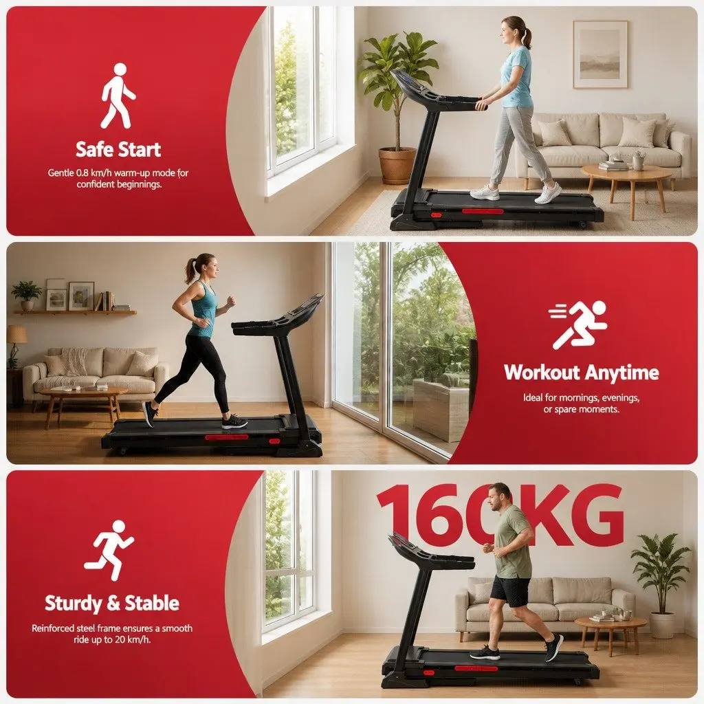 Electric Treadmill Home Gym Fitness Exercise Machine 16 Programs 15 Level Auto Incline Black
