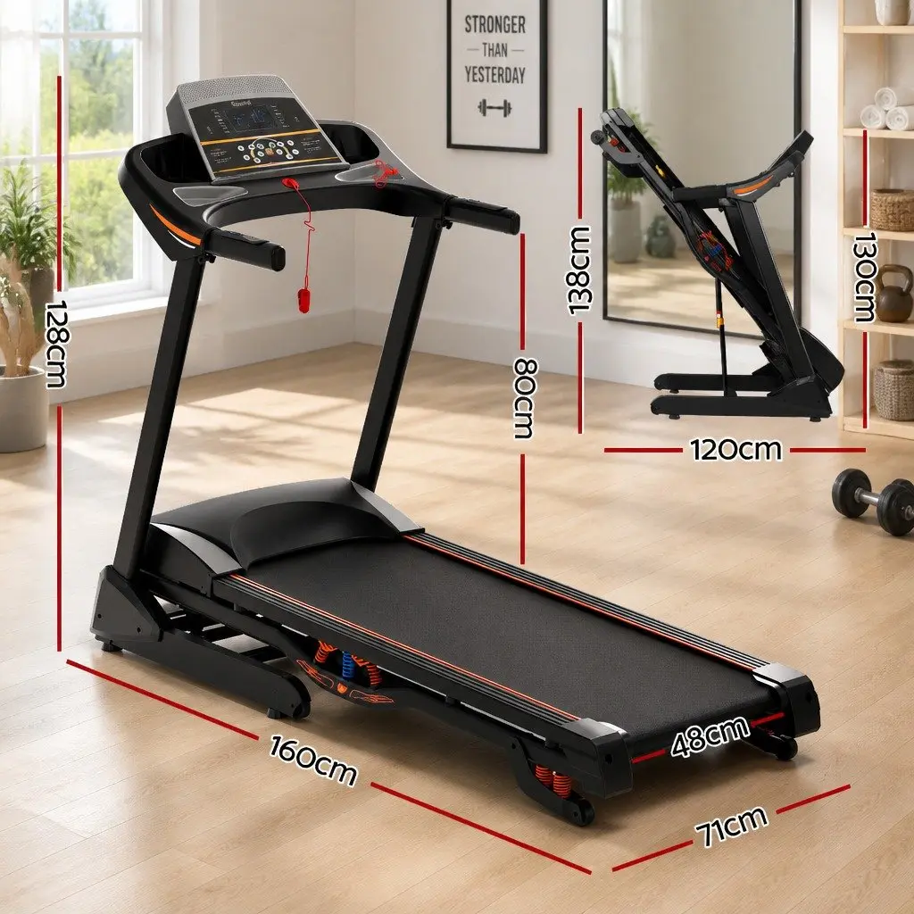 Electric Treadmill Home Gym Fitness Machine Auto Incline 18 Speed 480mm Black