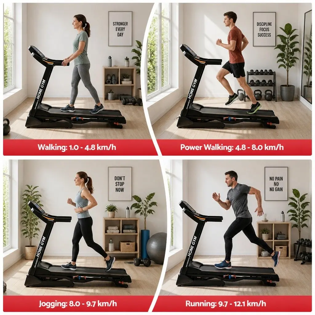 Electric Treadmill Home Gym Fitness Machine Auto Incline 18 Speed 480mm Black