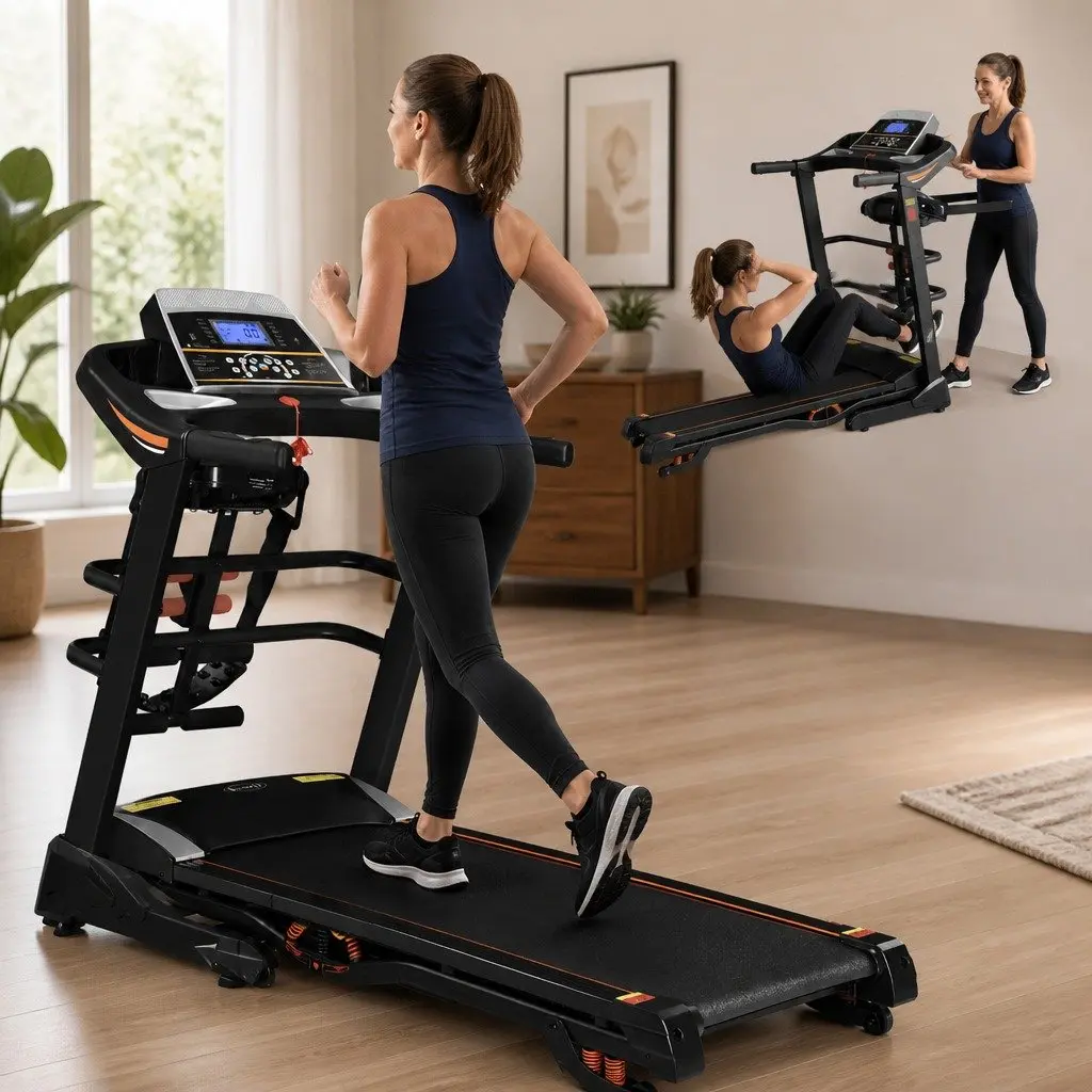 Electric Treadmill Home Gym Fitness Machine 18 Speed 5 Inch LCD Display Black