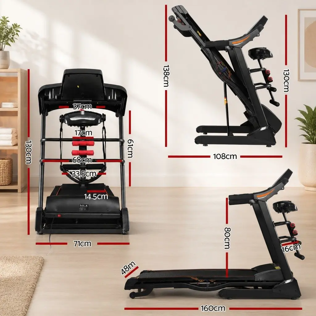 Electric Treadmill Home Gym Fitness Machine 18 Speed 5 Inch LCD Display Black